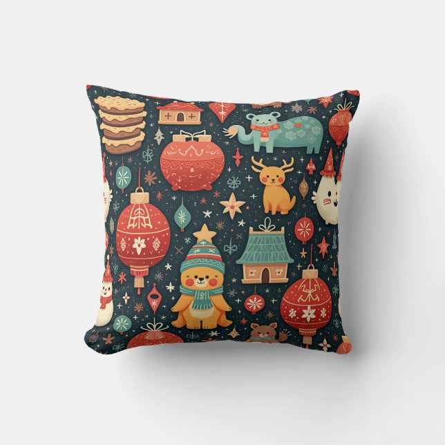 En fullt av vinter-viber i bomullskuddar kudde (Framsida)