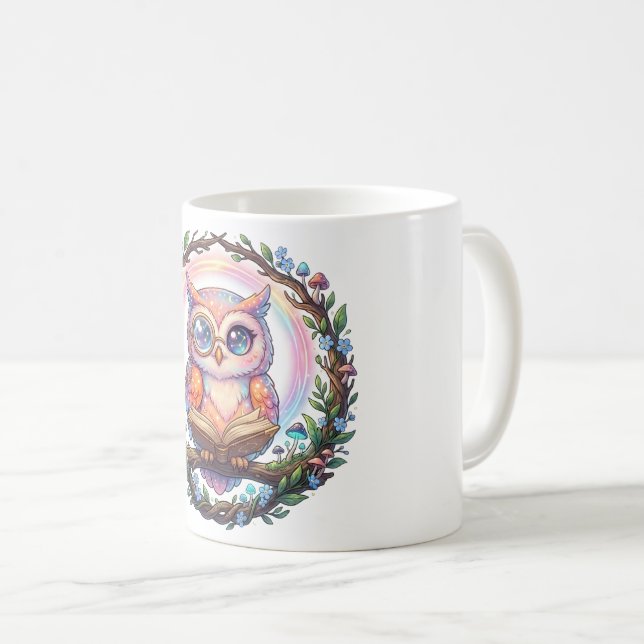 En funky himmelsk uggla lärd mugg! kaffemugg (Framsida höger)