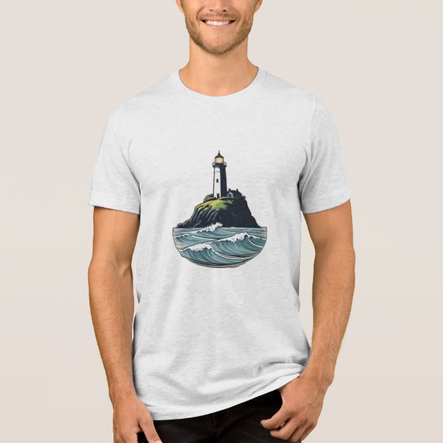 En fyr på ett klipp t shirt (Framsida)