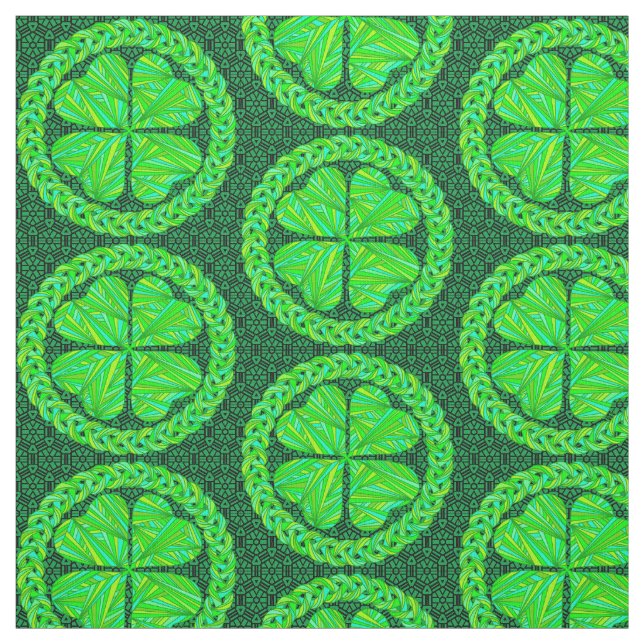 En fyrklöver grönt för lycklig Celtic Shamrock Tyg (Provkarta)