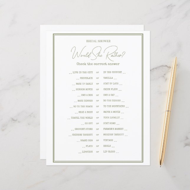 En GAME lakan av papper för en möhippa. (Fram/Back In Situ)