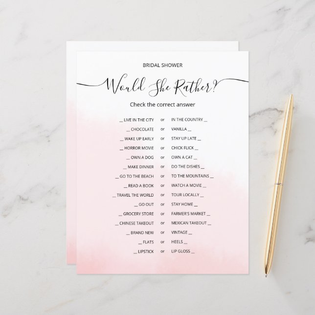 En GAME lakan av papper för en möhippa. (Fram/Back In Situ)