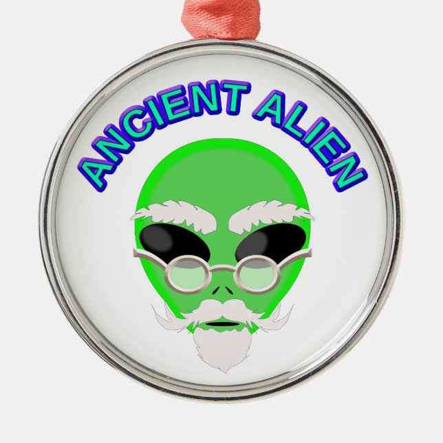 En gammal Alien Julgransprydnad Metall (Framsidan)