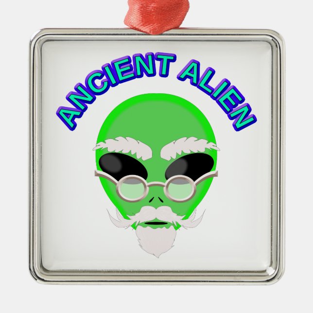 En gammal Alien Julgransprydnad Metall (Framsidan)