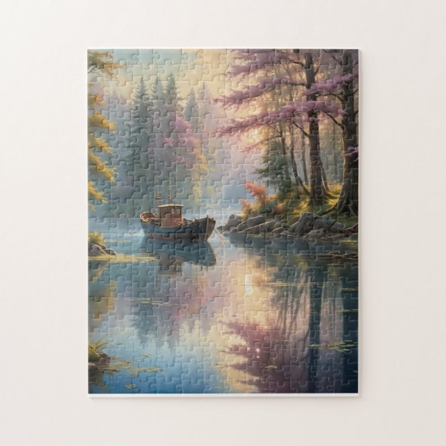 En gammal båt på en vacker isolerad plats pussel (Vertikal)