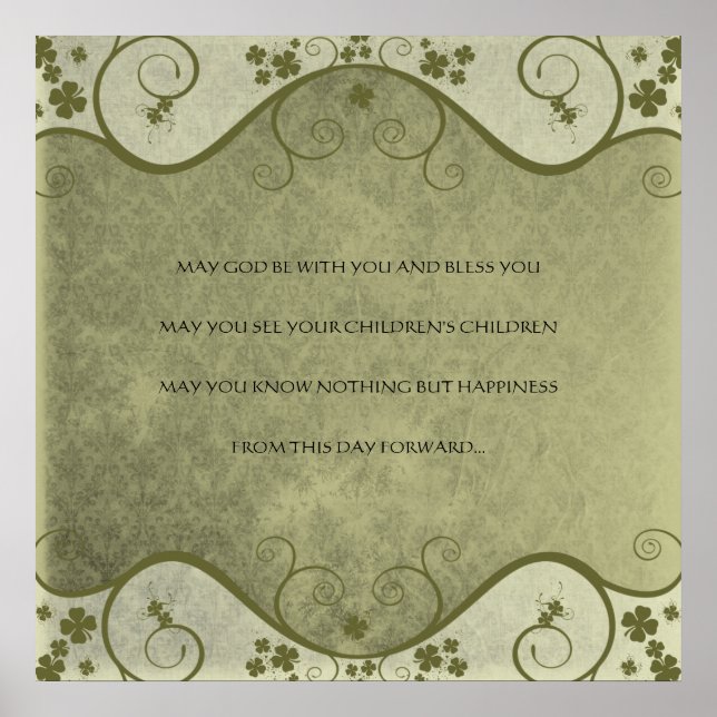 EN GAMMAL IRISK BRÖLLopssegen Distressed Damask Poster (Framsidan)