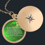 En gammal irländsk välsignelse berlockhalsband<br><div class="desc">Elegant,  unik guld-rovel med en marskalk och schampinset med en gammal irländsk bön för Saint Paddy's Day (, St. Patty ). Vibrant 3D-stenar och mycket exakt design, 3D-modellering och rendering utförd av Bulgan Lumini (c).Del från serien Hyper Talismans. .En elegant och klassisk design med ett gammalt parchment.</div>