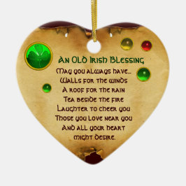 En gammal irländsk välsignelse för Tur Heart Parch Julgransprydnad Keramik