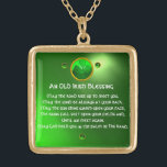 En gammal irländsk välsignelse guldpläterat halsband<br><div class="desc">Elegant,  unik guld-rovel med en marskalk och schampinset med en gammal irländsk bön för Saint Paddy's Day (, St. Patty ). Vibrant 3D-stenar och mycket exakt design, 3D-modellering och rendering utförd av Bulgan Lumini (c).Del från serien Hyper Talismans. .En elegant och klassisk design med ett gammalt parchment.</div>