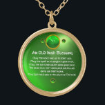 En gammal irländsk välsignelse guldpläterat halsband<br><div class="desc">Elegant,  unik guld-rovel med en marskalk och schampinset med en gammal irländsk bön för Saint Paddy's Day (, St. Patty ). Vibrant 3D-stenar och mycket exakt design, 3D-modellering och rendering utförd av Bulgan Lumini (c).Del från serien Hyper Talismans. .En elegant och klassisk design med ett gammalt parchment.</div>