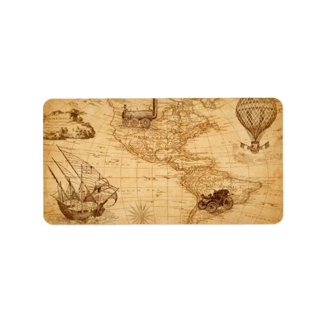 En gammal karta i Amerika Adressetikett (Framsidan)