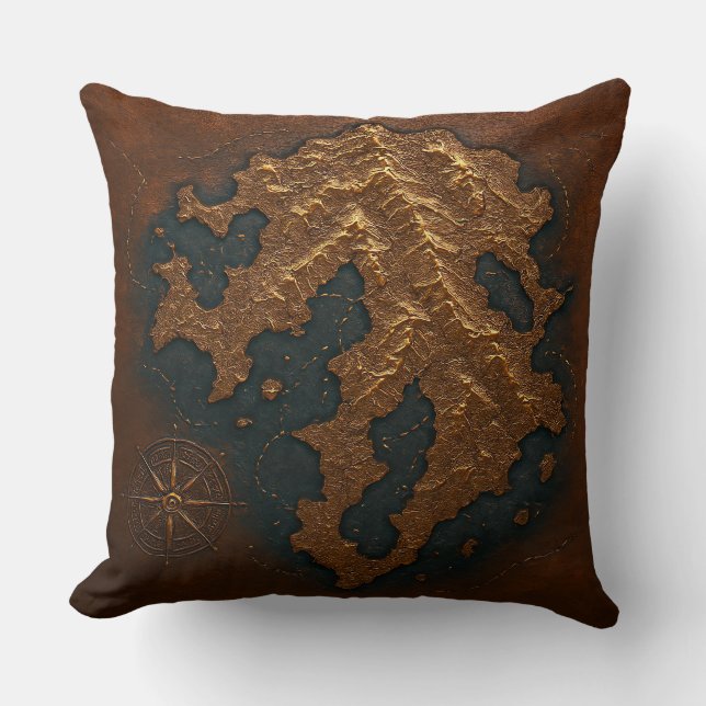 En gammal karta över en okänd kontinent  kudde (Framsida)