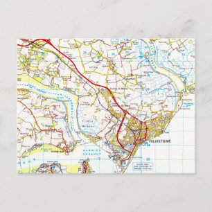 En gammal Karta till Felixstowe-vykort Vykort