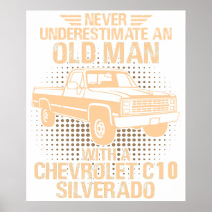 En gammal man Chevrolet C10 Silverado 1987 Poster