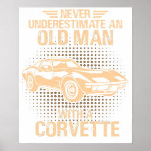 En gammal man Chevrolet Corvette 1979 C3 Poster