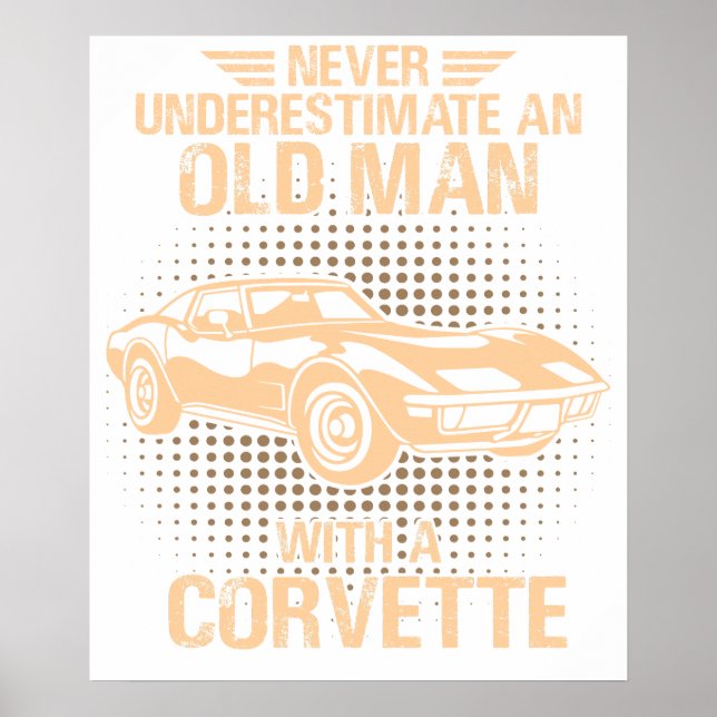 En gammal man Chevrolet Corvette 1979 C3 Poster (Framsidan)
