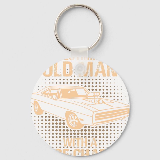 En gammal man Dodge Charger 1970 Nyckelring (Framsida)