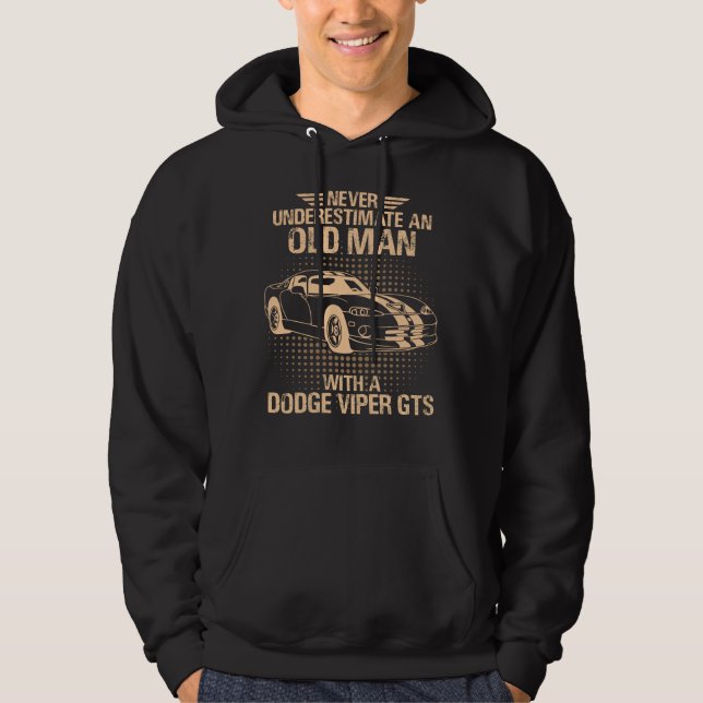 En gammal man Dodge Viper 1996 Gts-ränder Hoodie (Framsida)