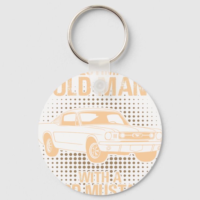 En gammal man Ford Mustang 1966 Fastback Nyckelring (Framsida)