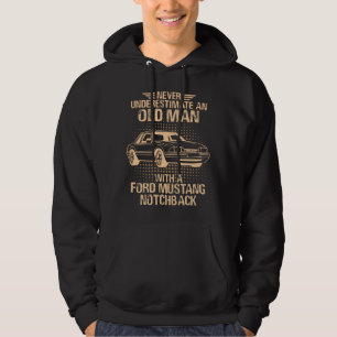 En gammal man Ford Mustang 1989 Notchback Hoodie