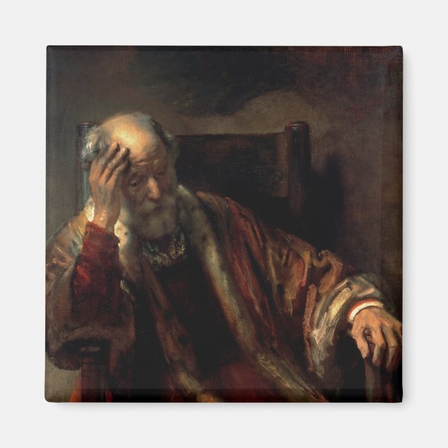 En gammal man i en armstol magnet (Framsidan)