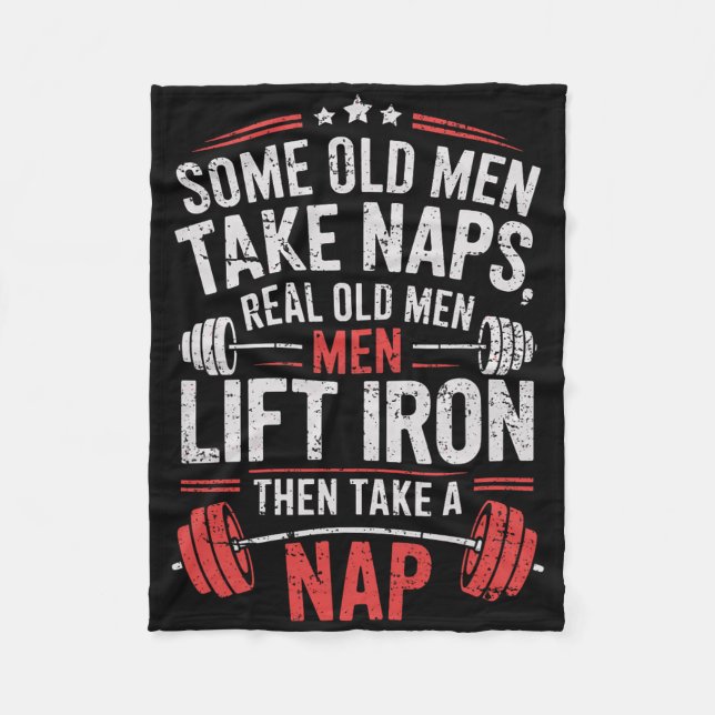 En gammal Manar tar Naps Riold Manar Hiss Järn Wei Fleecefilt (Framsidan)