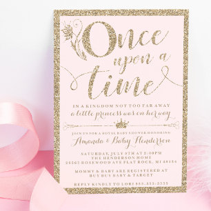 En gång för en tid prinsessa baby shower inbjudan