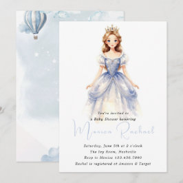 En gång för en tid prinsessig vagn baby shower inb inbjudningar
