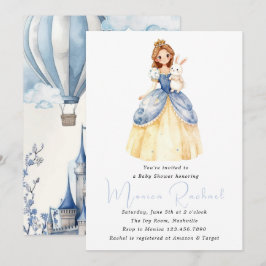 En gång för en tid prinsessvagn baby shower inbjud inbjudningar