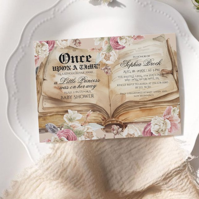En gång för länge sedan Baby Shower-bok Inbjudningar (Skapare uppladdad)