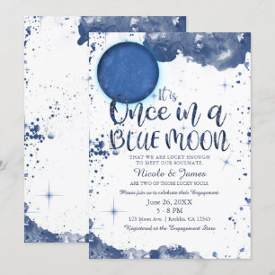 En gång i en blåmåne Vattenfärg Förlovningsfest Inbjudningar