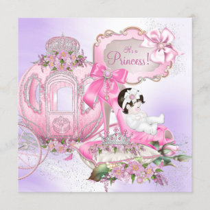 En gång i tiden prinsessa baby shower lila rosa inbjudningar