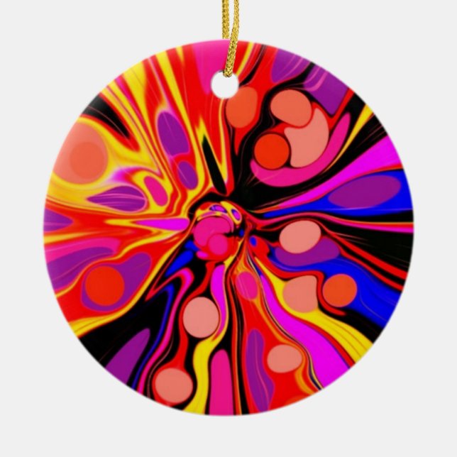 En gång på en Groovy Time Julgransprydnad Keramik (Framsidan)