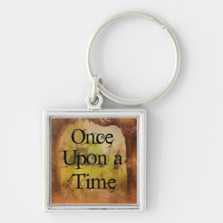 EN GÅNG PÅ en TIME Keychain Fyrkantig Silverfärgad Nyckelring