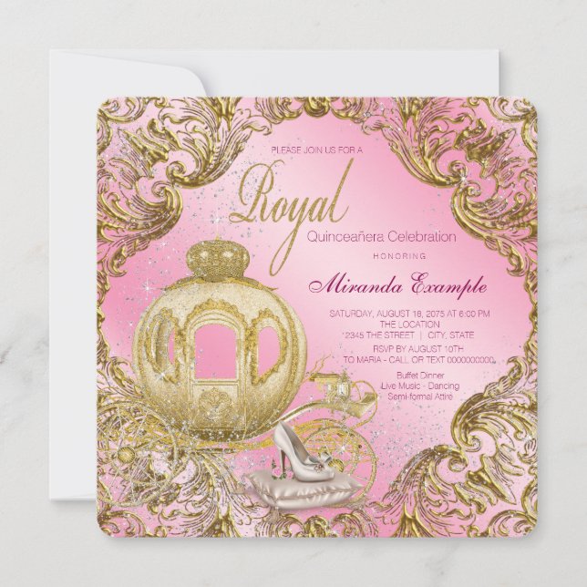 En gång prinsessa Quinceañera Inbjudningar (Framsida)