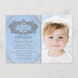 En gångs foto prinsess födelsedag inbjudningar