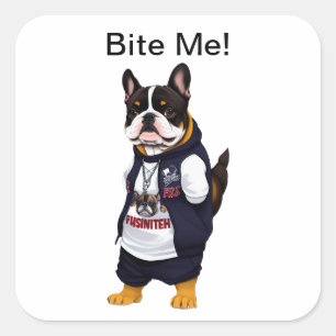 En gangster Fransk Bulldog vid namn Max Fyrkantigt Klistermärke