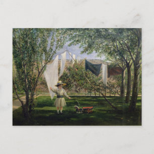 En Garden Scene, med en pojke Vykort