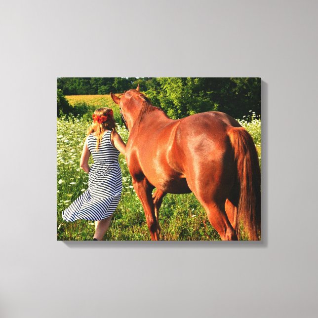 En gårdstävling och hennes hästgalleri har packat  canvastryck (Framsida)