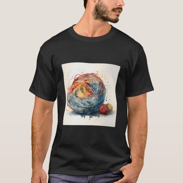 En garnboll som rullar upp sig t shirt (Framsida)