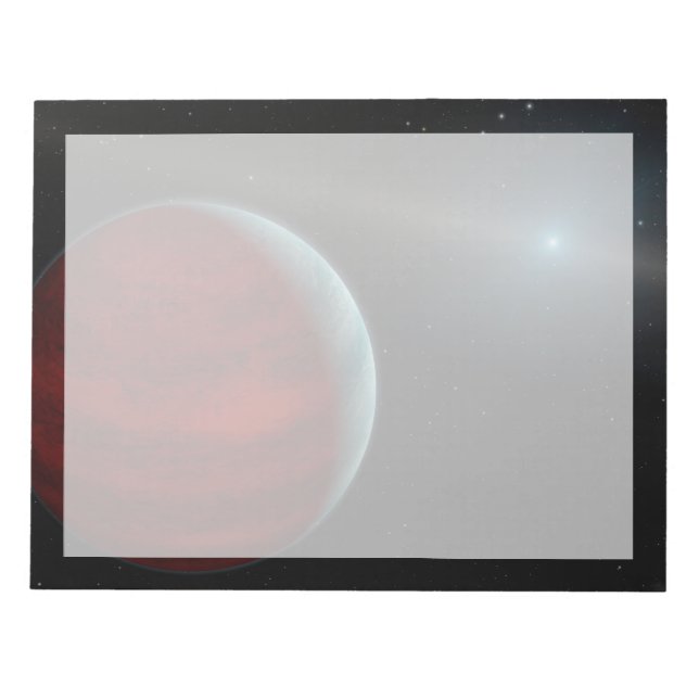 En gasgiantplanet runt en vit dvärgstjärna. anteckningsblock (Framsida)