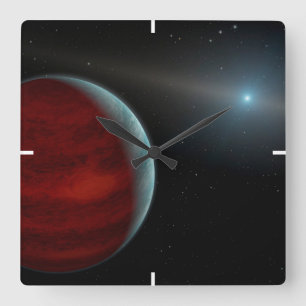 En gasgiantplanet runt en vit dvärgstjärna. fyrkantig klocka