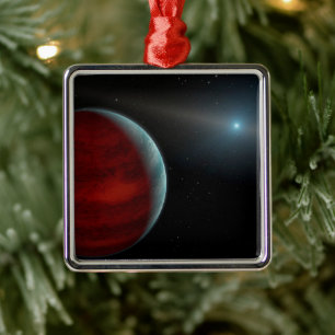 En gasgiantplanet runt en vit dvärgstjärna. julgransprydnad metall
