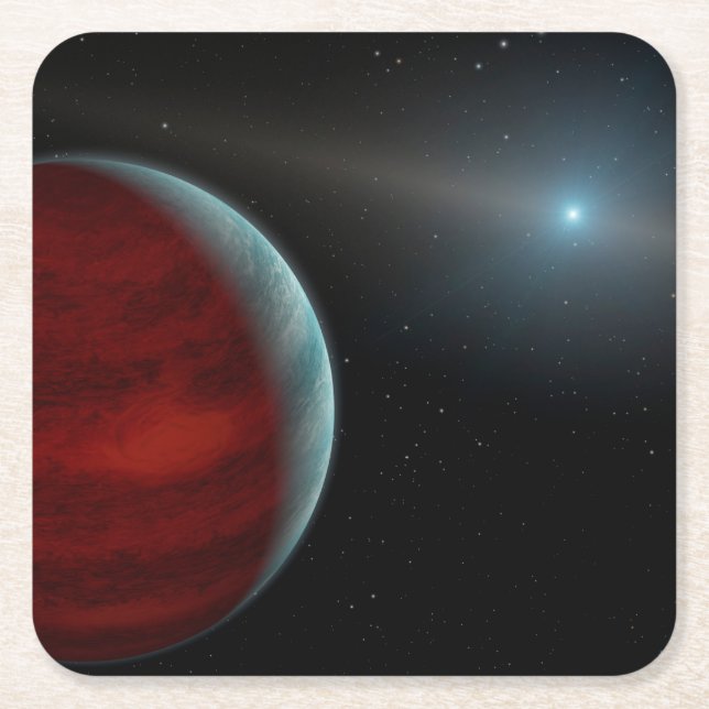 En gasgiantplanet runt en vit dvärgstjärna. underlägg papper kvadrat (Framsidan)