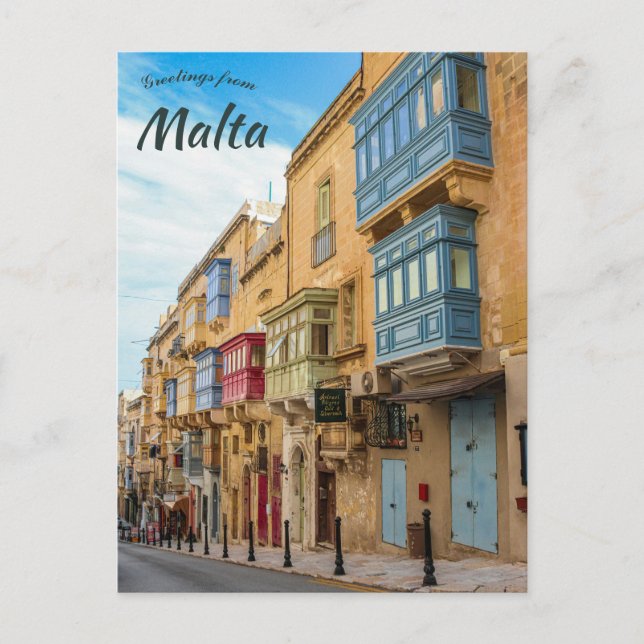 En gata i La Valletta Malta Vykort (Framsida)