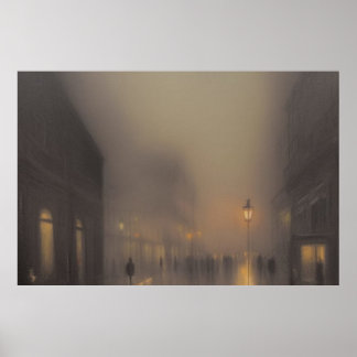 En gata i Paris dimma vintergatlyktor Poster