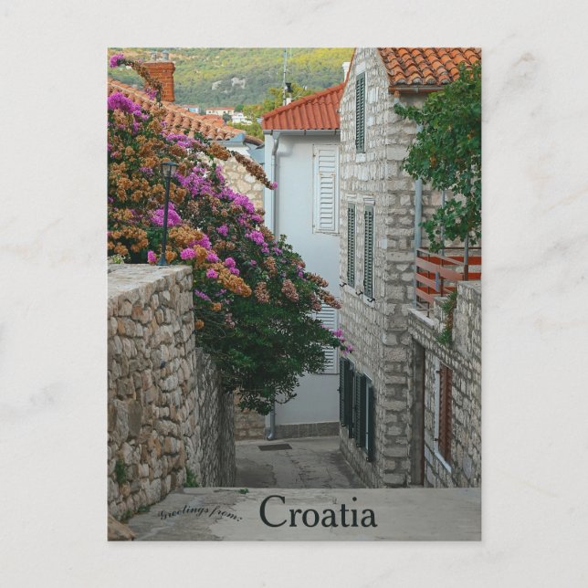 En gata i Rab Kroatien Vykort (Framsida)