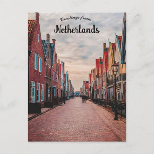 En gata i Volendam Nederländerna Vykort