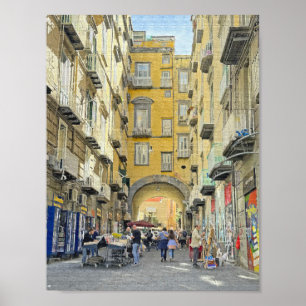 En gatuadress i Neapel, Italien Design Poster Skri