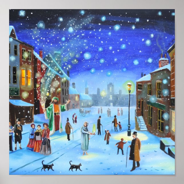 En gatuscen i Sång i jul Poster (Framsidan)